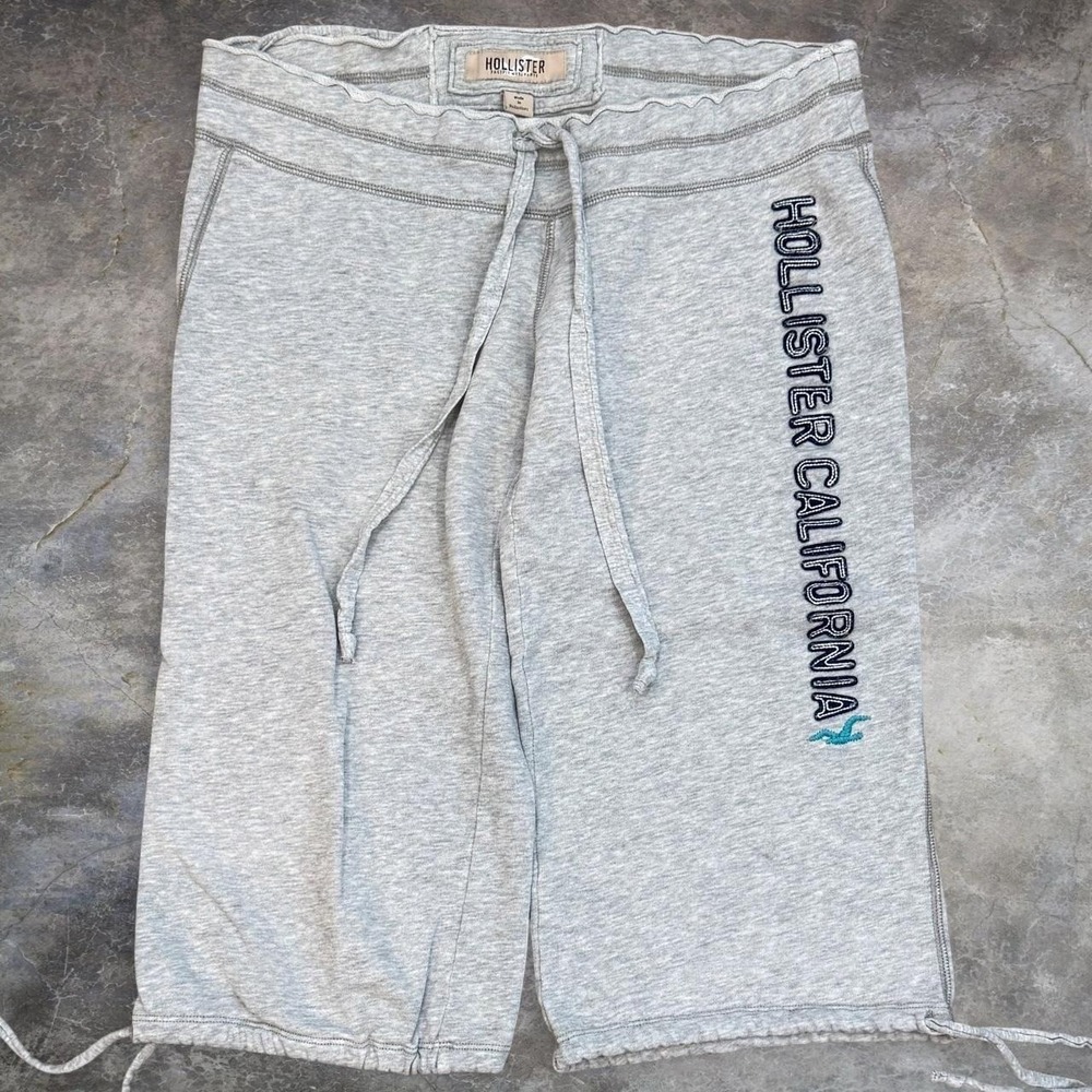 Vintage Hollister California Grey Fleece Capri Sweatpants Womens Small Beach Y2K
